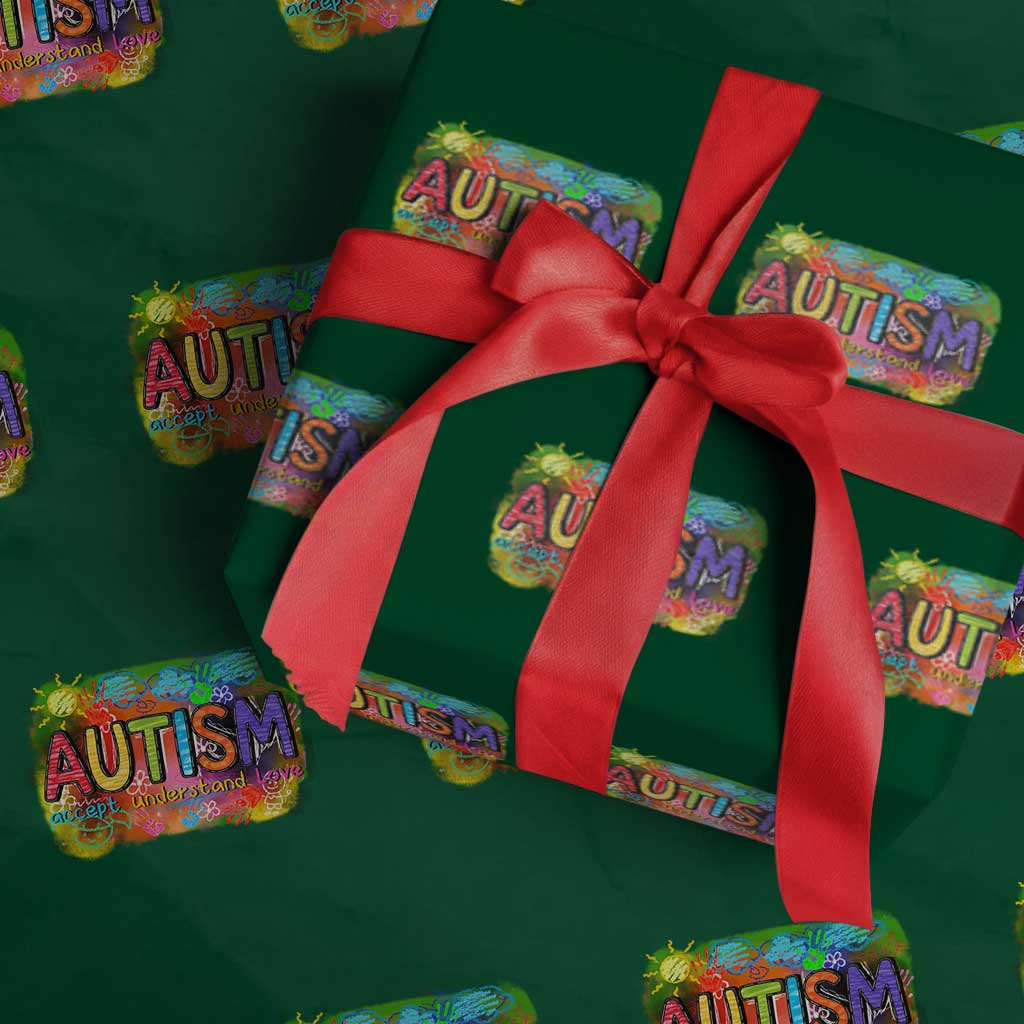 Autism Acceptance Wrapping Paper Roll Accept Understand Love Autistic Support TS02 Green Print Your Wear