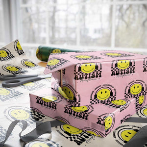 Autism Acceptance Wrapping Paper Roll Advocate Educate Accomodate Include Special Education TS02 Light Pink Print Your Wear
