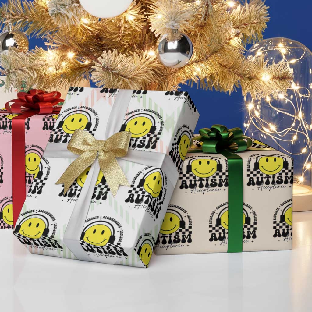 Autism Acceptance Wrapping Paper Roll Advocate Educate Accomodate Include Special Education TS02 Print Your Wear