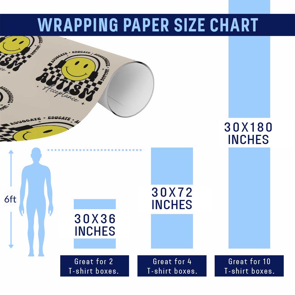 Autism Acceptance Wrapping Paper Roll Advocate Educate Accomodate Include Special Education TS02 Print Your Wear