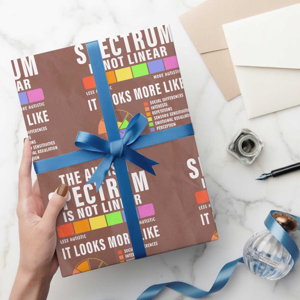 Autism Acceptance Wrapping Paper Roll The Autism Spectrum Is Not Linear TS02 Mocha Print Your Wear