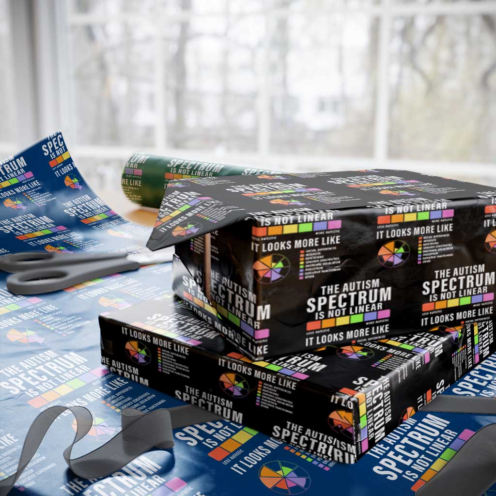Autism Acceptance Wrapping Paper Roll The Autism Spectrum Is Not Linear TS02 Black Print Your Wear