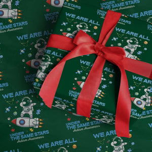 Autism Acceptance Wrapping Paper Roll We Are All Under The Same Stars TS10 Green Print Your Wear