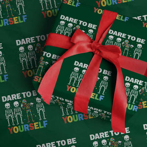 Autism Awareness 67 Wrapping Paper Roll Dare To Be Yourself Six Seven Autism Skeleton TS11 Green Print Your Wear