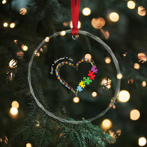 Autism Awareness Accept Understand Love Crystal Glass Ornament Love Heart Puzzle Pieces TS11 Print Your Wear