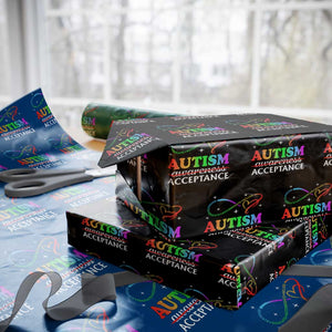 Autism Awareness Acceptance Wrapping Paper Roll Advocate Educate Accommodate Include Infinity Symbol TS11 Black Print Your Wear