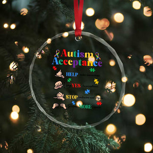 Autism Awareness Acceptance Hand Sign Language SPED Teacher Crystal Glass Ornament TS11 Print Your Wear