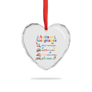 Autism Awareness Acceptance Hand Sign Language SPED Teacher Heart Crystal Glass Ornament TS11 Print Your Wear