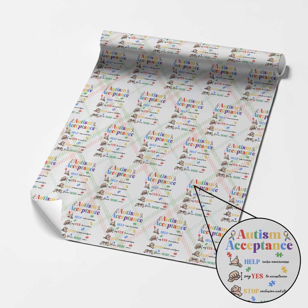 Autism Awareness Acceptance Hand Sign Language SPED Teacher Wrapping Paper Roll TS11 Christmas Plaid Print Your Wear