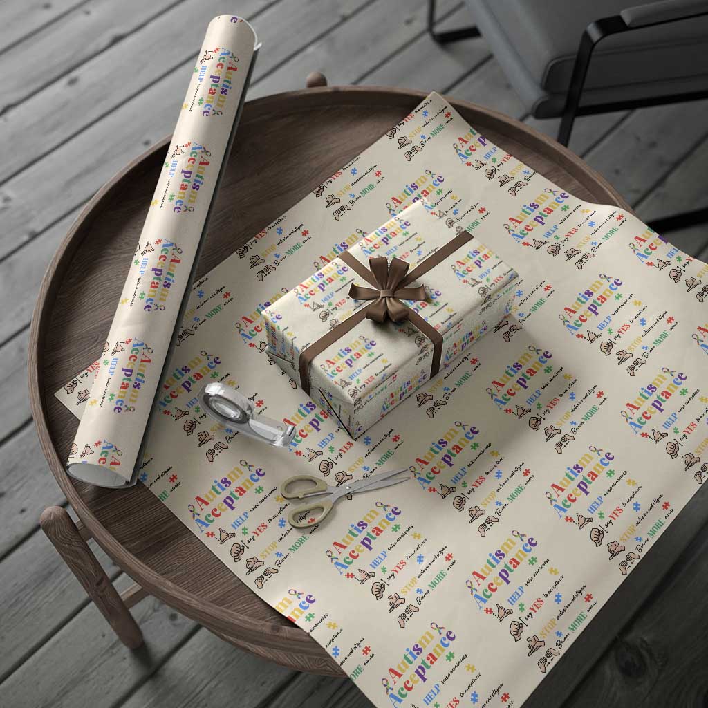 Autism Awareness Acceptance Hand Sign Language SPED Teacher Wrapping Paper Roll TS11 Beige Print Your Wear