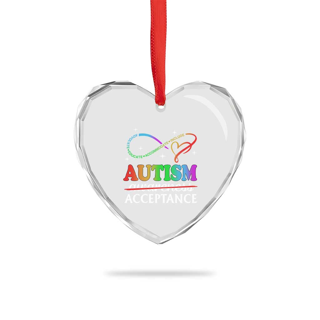 Autism Awareness Acceptance Heart Crystal Glass Ornament Advocate Educate Accommodate Include Infinity Symbol TS11 Print Your Wear