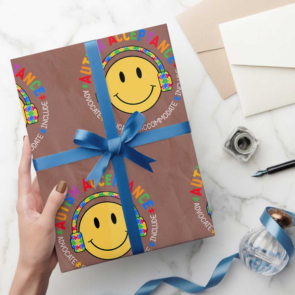 Autism Awareness Acceptance Wrapping Paper Roll Special Education Teacher Kids TS02 Mocha Print Your Wear