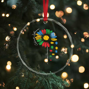Autism Awareness Celebrate Differences Crystal Glass Ornament Sunflower Puzzle Pieces TS11 Print Your Wear