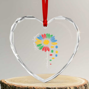 Autism Awareness Celebrate Differences Heart Crystal Glass Ornament Sunflower Puzzle Pieces TS11 Transparent Glass 3'' Heart Print Your Wear