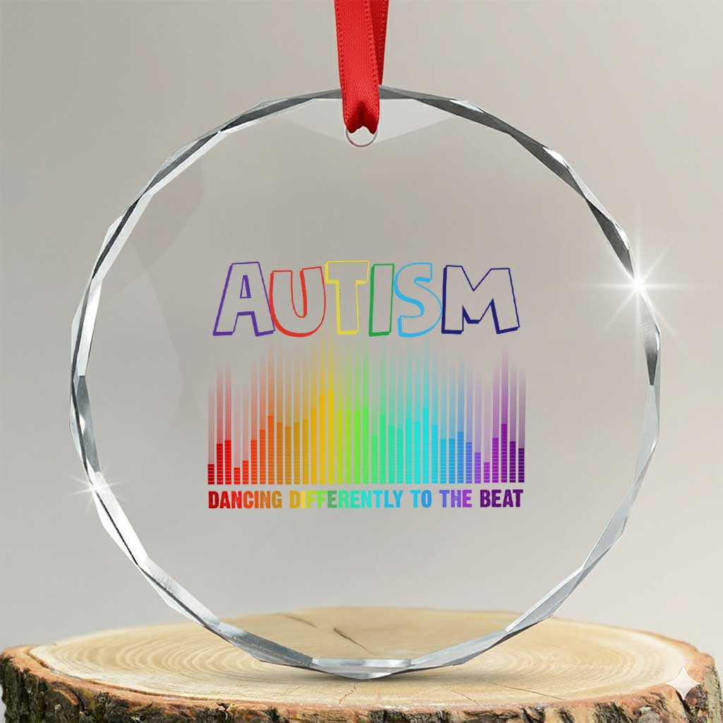 Autism Awareness Crystal Glass Ornament Autism Dancing Differently To The Beat TS11 Transparent Glass 3'' Circle Print Your Wear