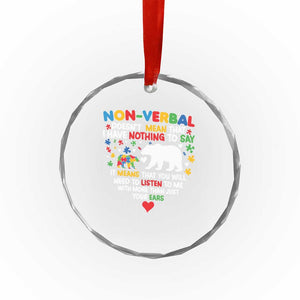Autism Awareness Crystal Glass Ornament Non Verbal Doesn't Mean That I Have Nothing To Say Puzzle Bear TS11 Print Your Wear