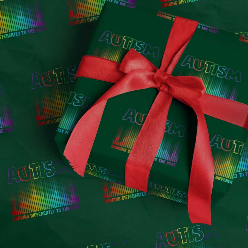 Autism Awareness Wrapping Paper Roll Autism Dancing Differently To The Beat TS11 Green Print Your Wear