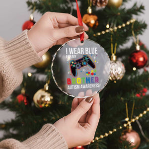 Autism Awareness Gamer Crystal Glass Ornament I Wear Blue for My Brother Video Game Family Support TS02 Print Your Wear
