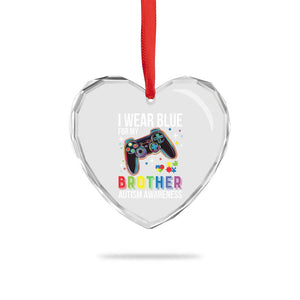 Autism Awareness Gamer Heart Crystal Glass Ornament I Wear Blue for My Brother Video Game Family Support TS02 Print Your Wear