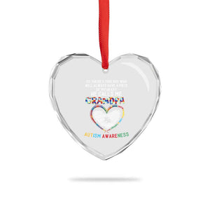 Autism Awareness Grandpa Heart Crystal Glass Ornament So There's This Boy Who Will Always Have A Piece Of My Heart He Calls Me Grandpa TS11 Print Your Wear