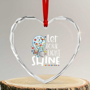 Autism Awareness Heart Crystal Glass Ornament Let Your Light Shine Puzzle Ribbon Inspirational Quote TS11 Transparent Glass 3'' Heart Print Your Wear