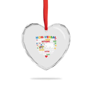Autism Awareness Heart Crystal Glass Ornament Non Verbal Doesn't Mean That I Have Nothing To Say Puzzle Bear TS11 Print Your Wear