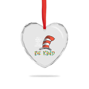 Autism Awareness Heart Crystal Glass Ornament Why Fit In When You Were Born To Stand Out Cat In Hat TS02 Print Your Wear