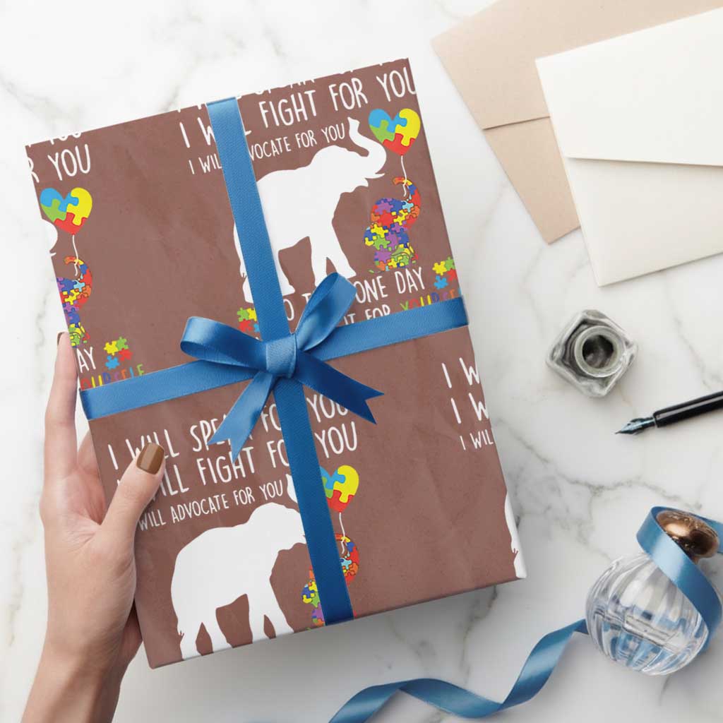 Autism Awareness Mom Wrapping Paper Roll I Will Speak Fight Advocate For You So That You Can Do It For Yourself TS11 Mocha Print Your Wear