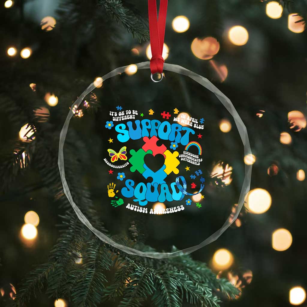 Autism Awareness Support Squad Crystal Glass Ornament In April We Wear Blue TS02 Print Your Wear