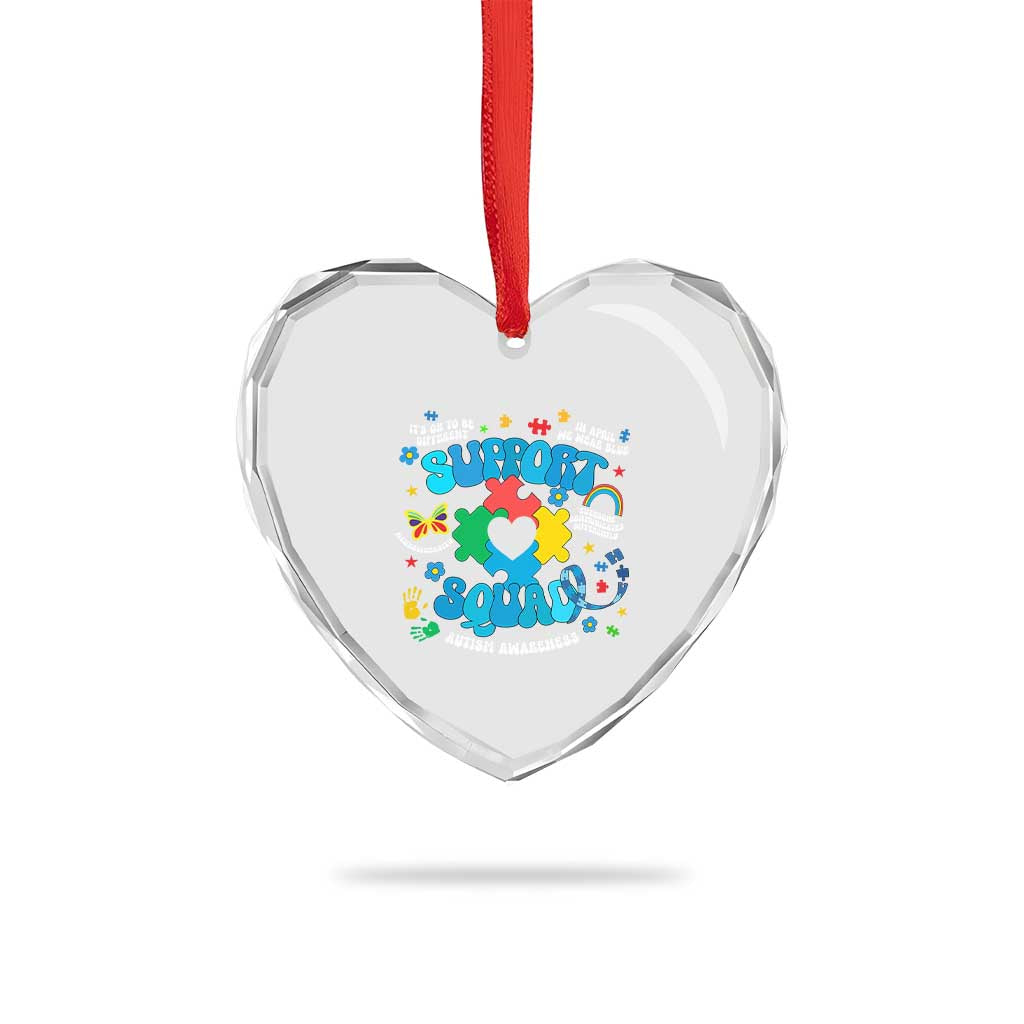Autism Awareness Support Squad Heart Crystal Glass Ornament In April We Wear Blue TS02 Print Your Wear