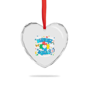 Autism Awareness Support Squad Heart Crystal Glass Ornament In April We Wear Blue TS02 Print Your Wear