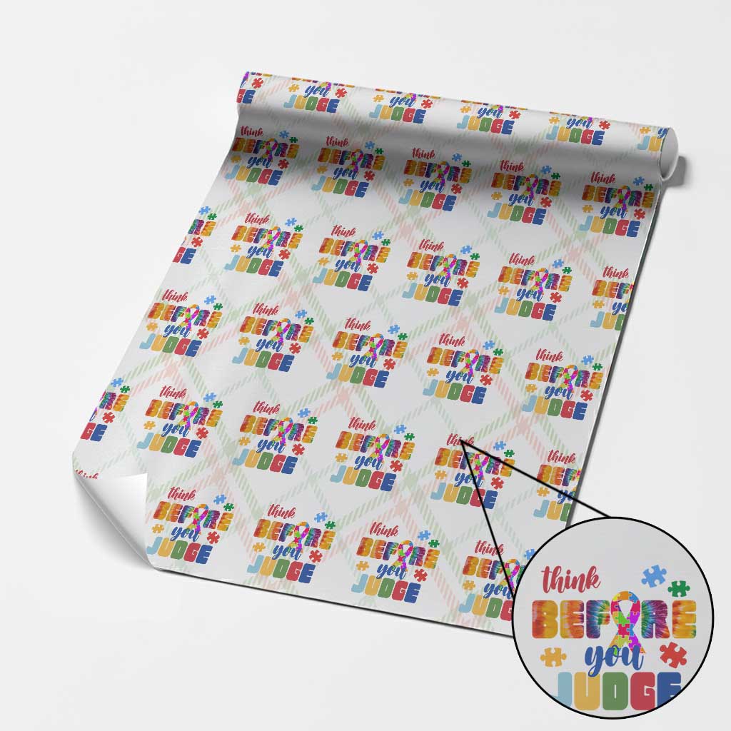 Autism Awareness Wrapping Paper Roll Think Before You Judge Autistic Support TS02 Christmas Plaid Print Your Wear