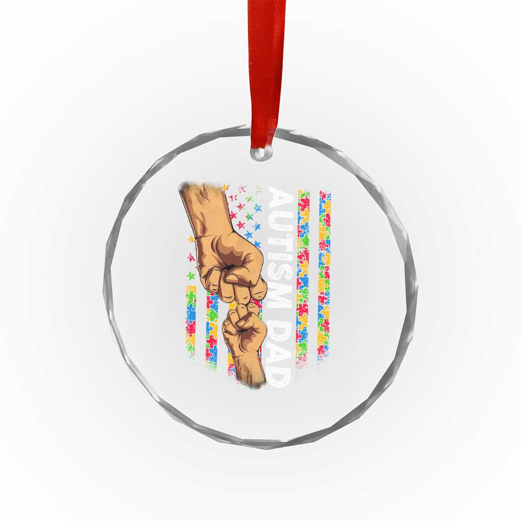 Autism Dad Awareness American Flag Fist Bump Crystal Glass Ornament TS11 Print Your Wear