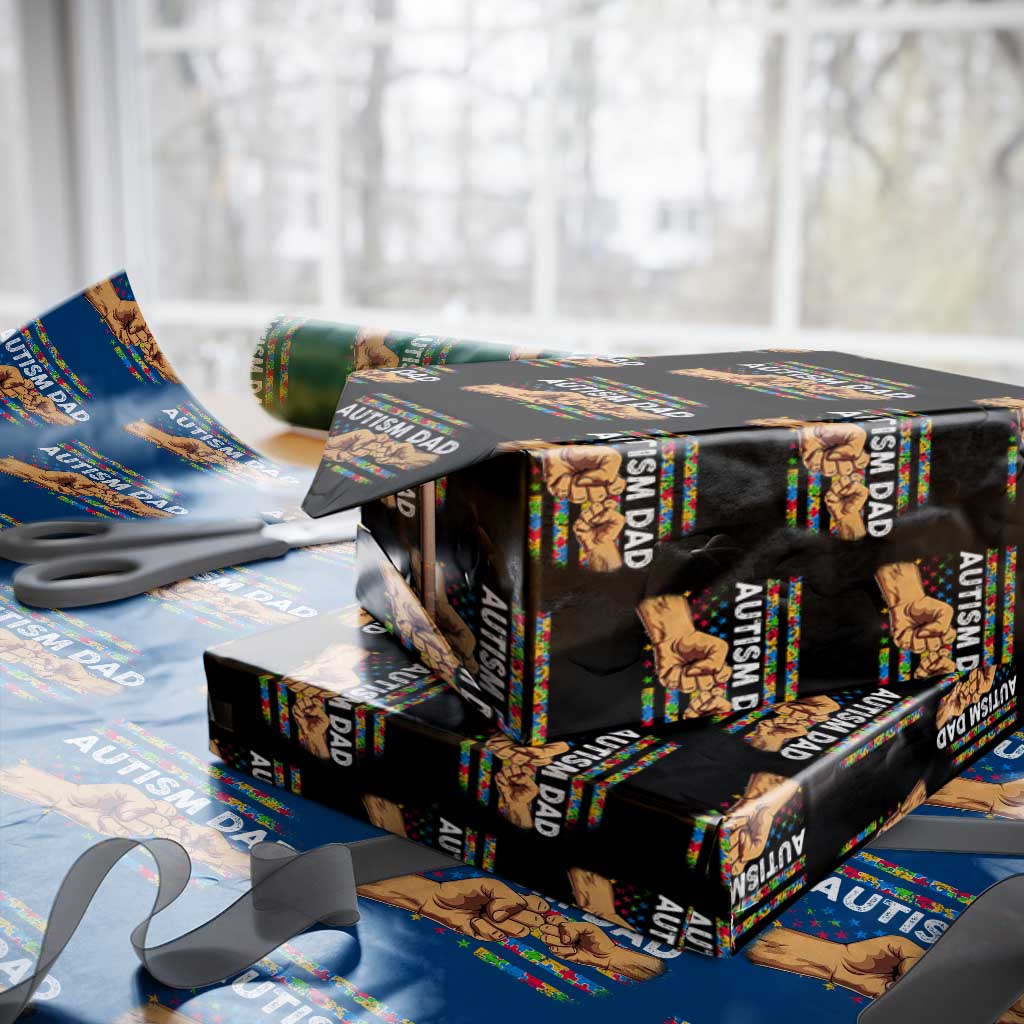 Autism Dad Awareness American Flag Fist Bump Wrapping Paper Roll TS11 Black Print Your Wear