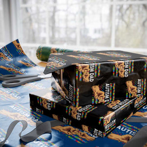 Autism Dad Awareness American Flag Fist Bump Wrapping Paper Roll TS11 Black Print Your Wear
