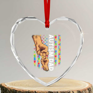 Autism Dad Awareness American Flag Fist Bump Heart Crystal Glass Ornament TS11 Transparent Glass 3'' Heart Print Your Wear