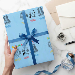 Autism Didn't Stop Einstein Mozart Newton Wrapping Paper Roll Autism Awareness TS11 Light Blue Print Your Wear