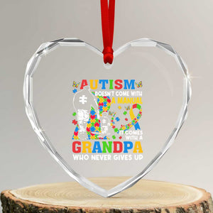 Autism Grandpa Heart Crystal Glass Ornament Autism Doesn't Come With A Manual It Comes With A Grandpa TS11 Transparent Glass 3'' Heart Print Your Wear