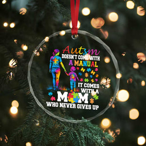 Autism Mom Crystal Glass Ornament Who Never Gives Up Family Support Autistic TS02 Print Your Wear