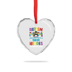 Autism Mom Some People Look Up Their Heroes I'm Raising Mine Heart Crystal Glass Ornament Autism Awareness TS11 Print Your Wear