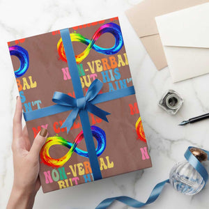 Autism Mom Wrapping Paper Roll My Child May Be Non verbal But His Mama Ain't Autism TS02 Mocha Print Your Wear