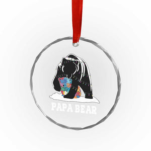 Autism Papa Bear Crystal Glass Ornament Support Autistic Matching Family Dad TS02 Print Your Wear