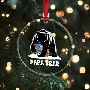 Autism Papa Bear Crystal Glass Ornament Support Autistic Matching Family Dad TS02 Print Your Wear