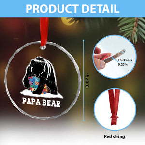 Autism Papa Bear Crystal Glass Ornament Support Autistic Matching Family Dad TS02 Print Your Wear
