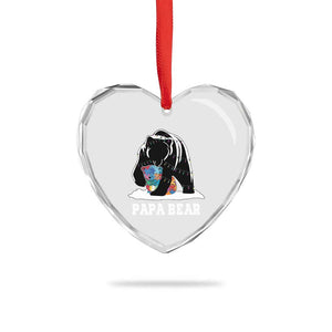Autism Papa Bear Heart Crystal Glass Ornament Support Autistic Matching Family Dad TS02 Print Your Wear
