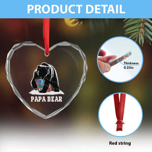 Autism Papa Bear Heart Crystal Glass Ornament Support Autistic Matching Family Dad TS02 Print Your Wear
