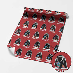 Autism Papa Bear Wrapping Paper Roll Support Autistic Matching Family Dad TS02 Red Print Your Wear