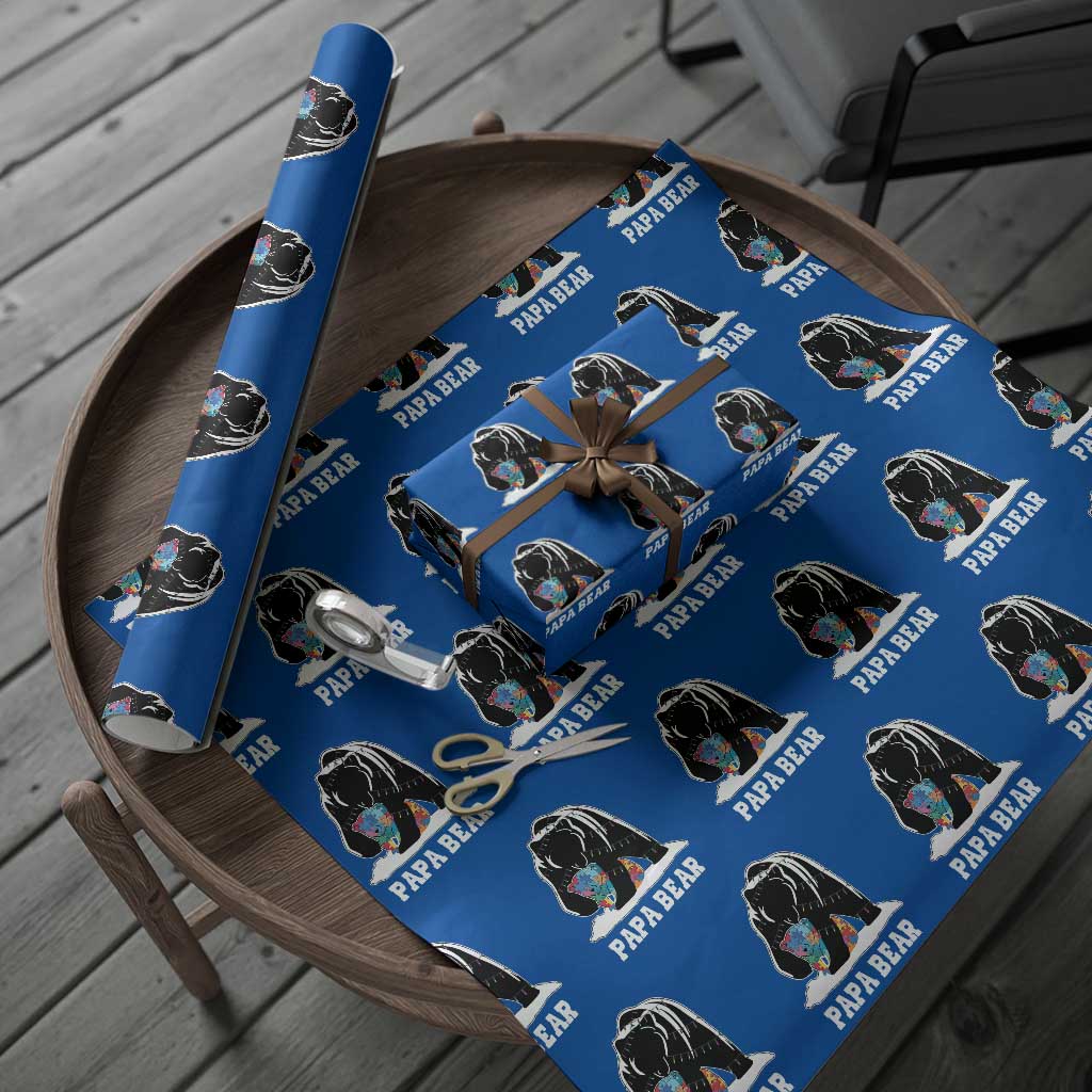 Autism Papa Bear Wrapping Paper Roll Support Autistic Matching Family Dad TS02 Blue Print Your Wear