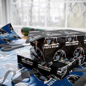 Autism Papa Bear Wrapping Paper Roll Support Autistic Matching Family Dad TS02 Black Print Your Wear