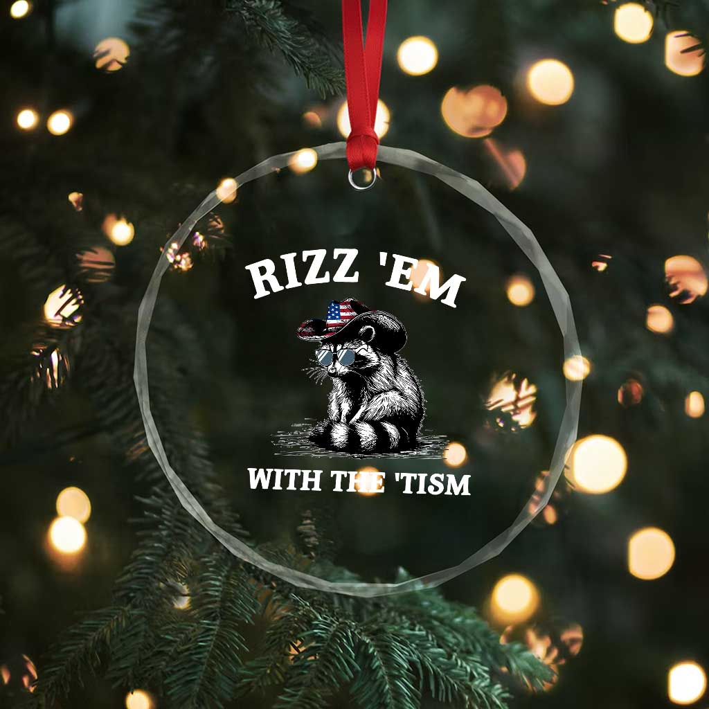 Autism Racoon Cowboy Crystal Glass Ornament Rizz Em With The Tism TS02 Print Your Wear